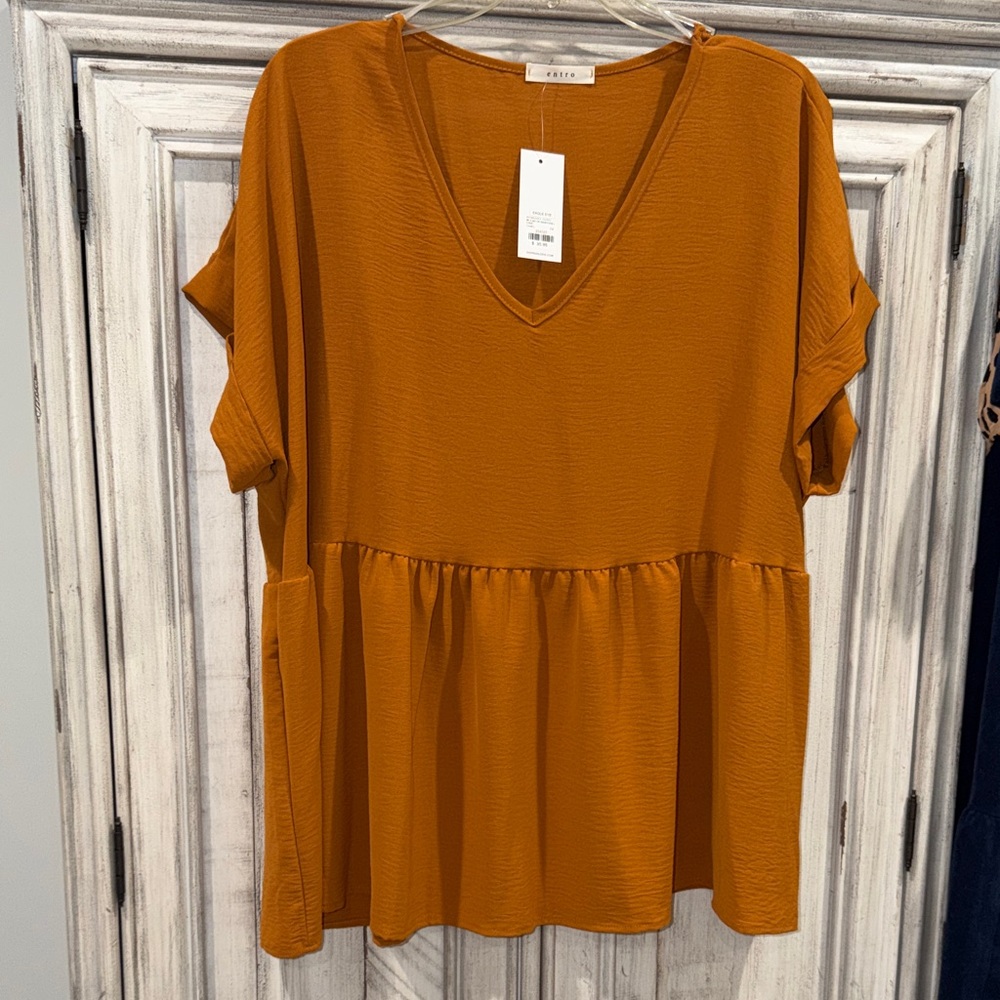 Entro Rust V-Neck Blouse